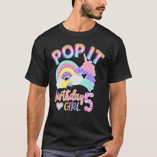 Camiseta Crianças Pop-Ti Garota De 5 Ano De Aniversário Par (Frente)