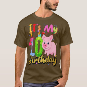 Camiseta Crianças Porco 10º Aniversário 10 Anos Porco Anive