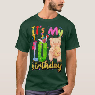 Camiseta Crianças Porco 10º Aniversário 10 Anos Porco Anive