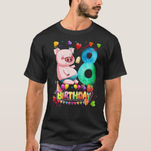 Camiseta Crianças Porco Festa de aniversário de 8 anos Meni