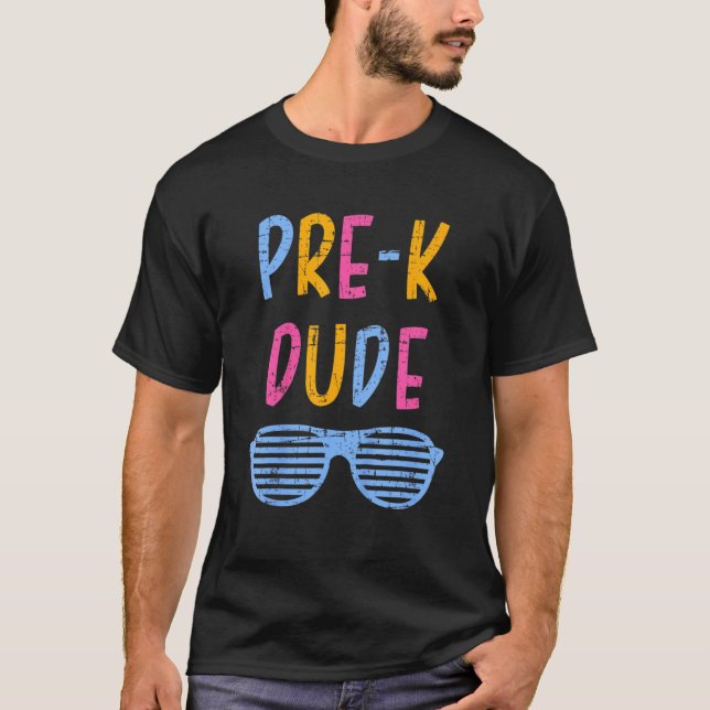 Camiseta Crianças Pré-K Cara De Volta À Escola No Primeiro  (Frente)