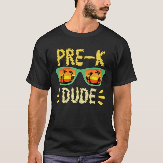 Camiseta Crianças Pré-K Cara Óculos Solares Primeiro Dia De (Frente)