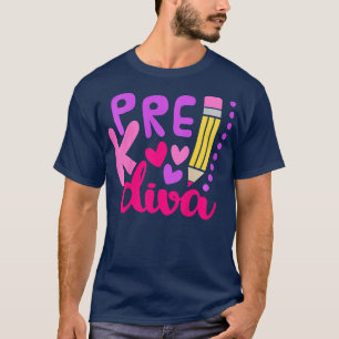 Camiseta Crianças PreK Diva Girls Primeiro Dia de Pré K