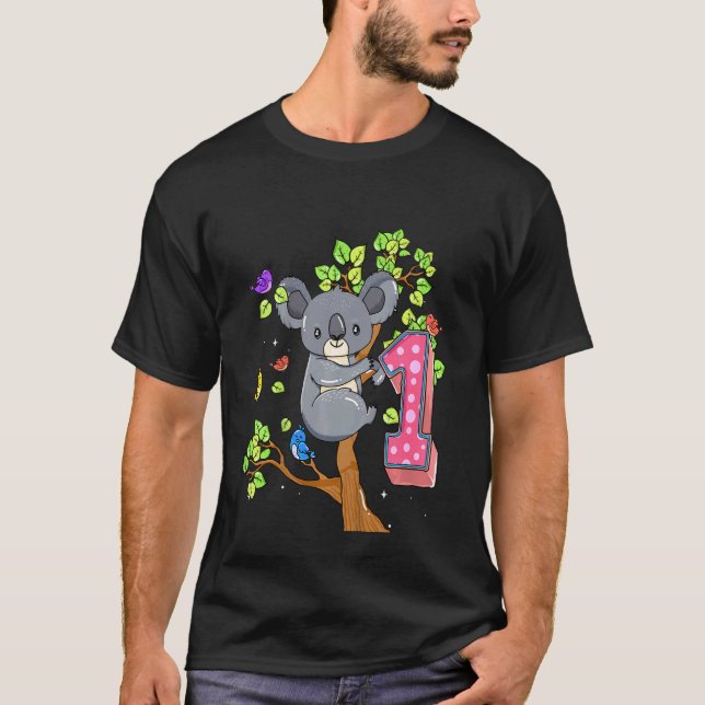 Camiseta Crianças primeiro aniversario de Urso Koala, 1 Ano (Frente)