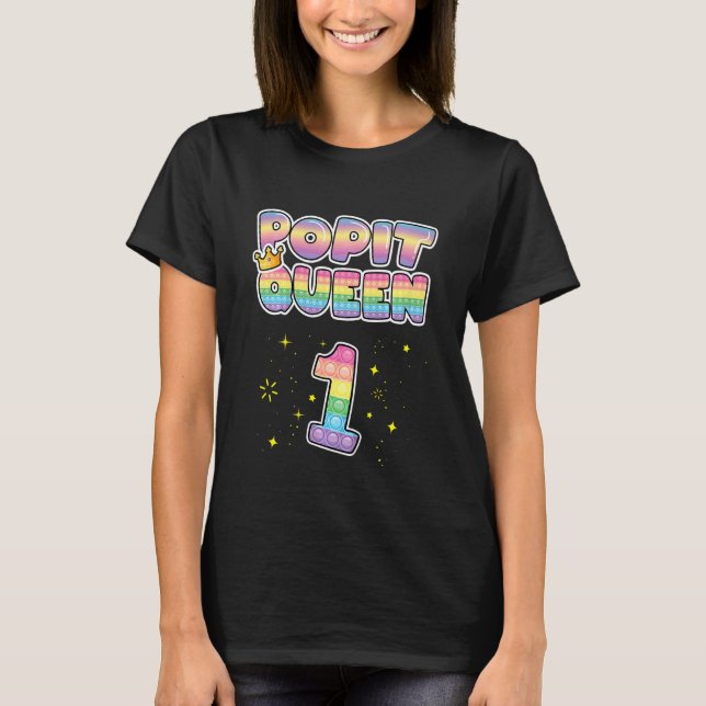 Camiseta Crianças primeiro aniversario Dosagem Rainha 1 Pop (Frente)