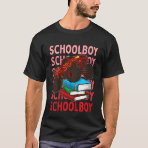 Camiseta Crianças Primeiro Ano Caminhão Monstro Escola Meni