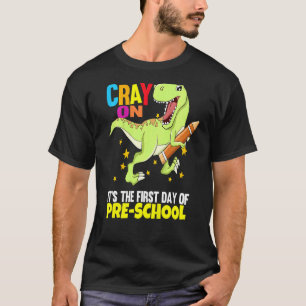 Camiseta Crianças Primeiro Dia Do Dinossauro Pré-Escolar Tr