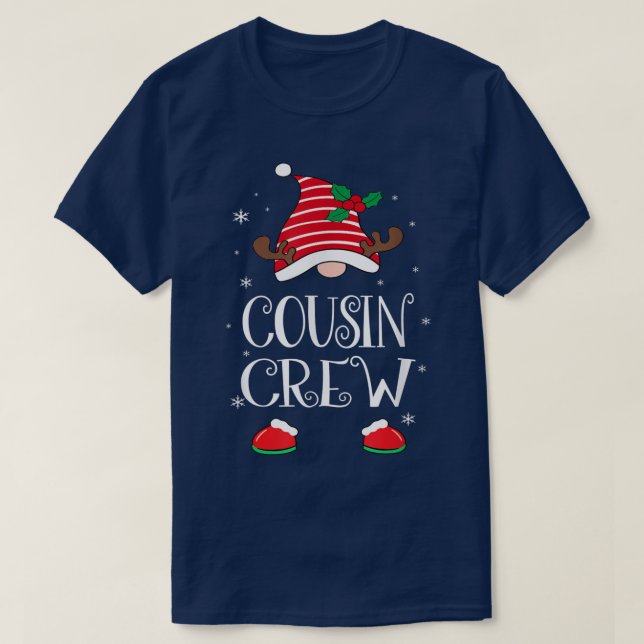 Camiseta Crianças Primo Crew Gnome Reindeer Natal Gnomo Fa (Frente do Design)