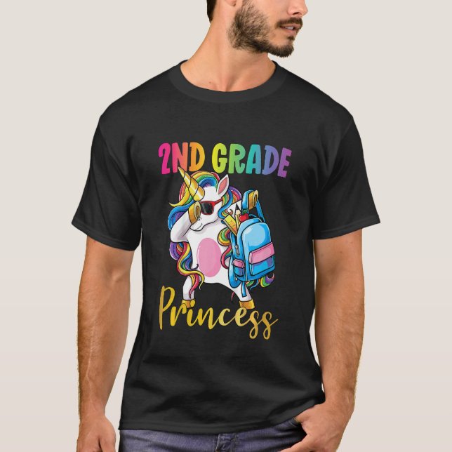 Camiseta Crianças Princesa de Segundo Grau Dabbing Unicorn  (Frente)