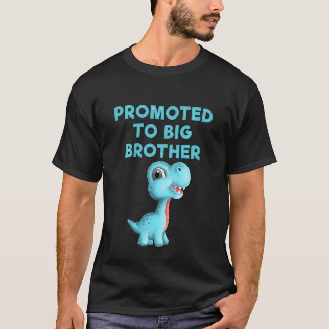 Camiseta Crianças Promovidas Ao Grande Irmão Cute Kids Dino (Frente)