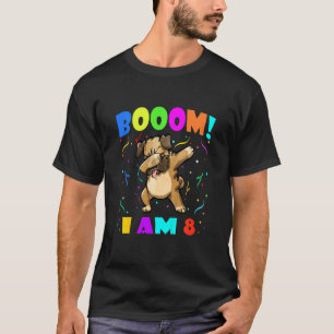 Camiseta Crianças Pug Dabbing Booom Eu Tenho 8 Anos Meninos