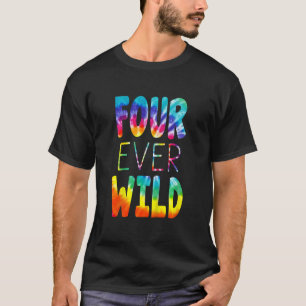 Camiseta Crianças Quatro Tempos Selvagens Tie Dye 4th Birth