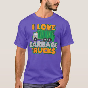 Camiseta Crianças Que Adoro Lixo Dia Lixo Caminhões Meninos