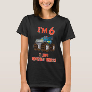 Camiseta Crianças que amo caminhonete monstro... tenho 6 an