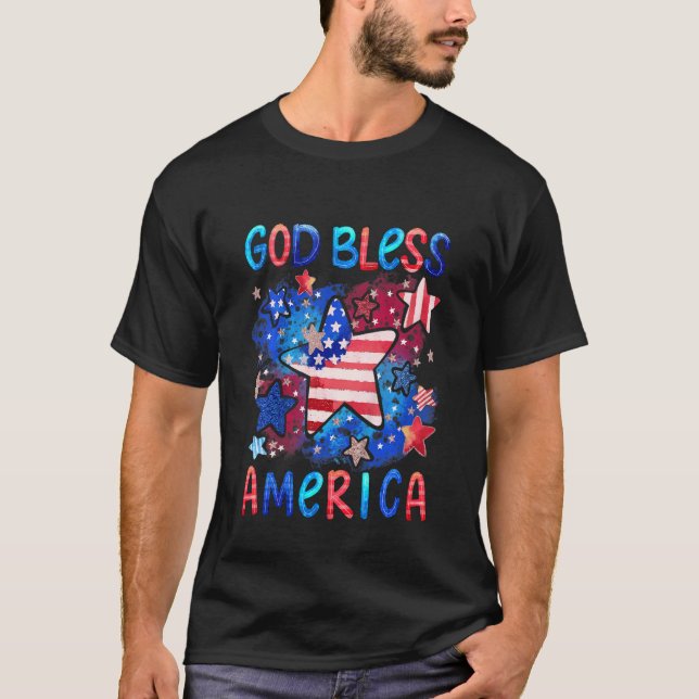 Camiseta Crianças Que Bandeiras Americanas Bonitas E Menina (Frente)