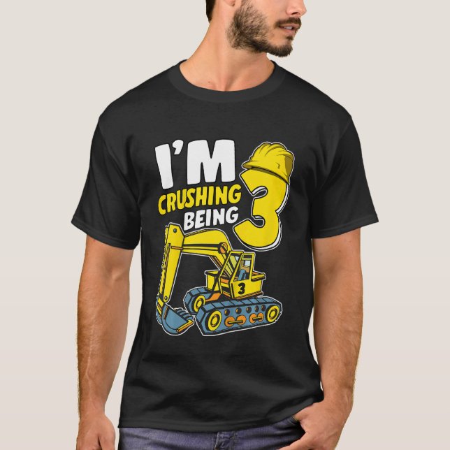 Camiseta Crianças que estou esmagando sendo 3 anos garotos  (Frente)