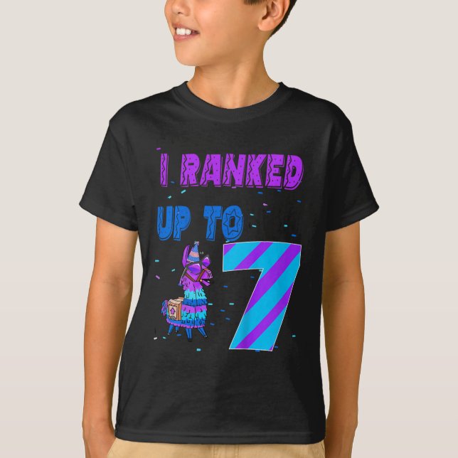 Camiseta Crianças que eu ranqueei até 7 Video Game 7º Anive (Frente)