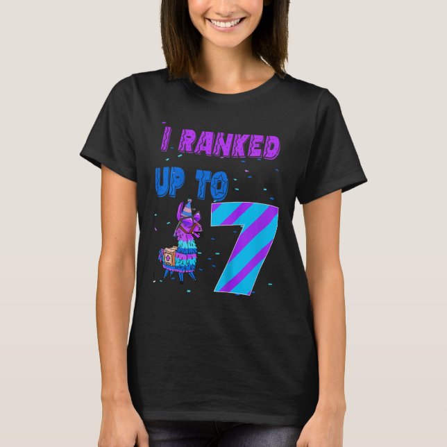 Camiseta Crianças que eu ranqueei até 7 Video Game Aniversá (Frente)
