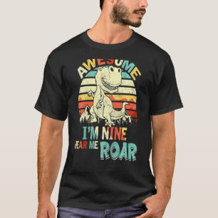 Camiseta Crianças Que Nove Me Ouvem Roar Dinossauro Anivers