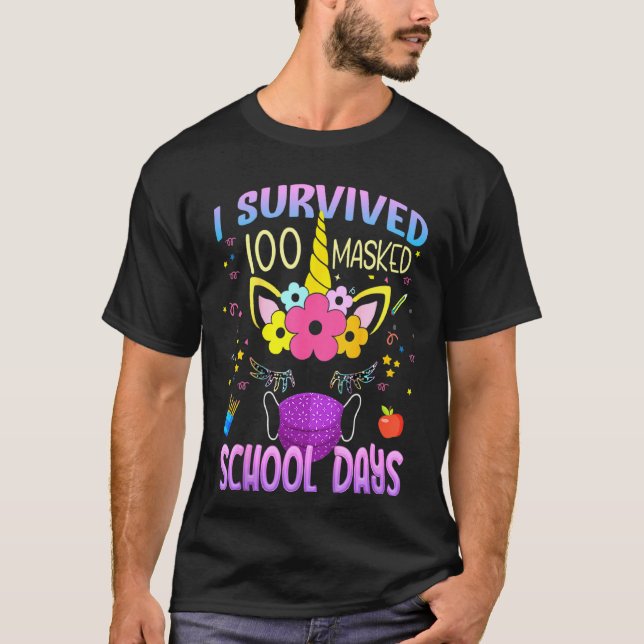 Camiseta Crianças Que Sobrevivi A 100 Dias Escolares Mascar (Frente)