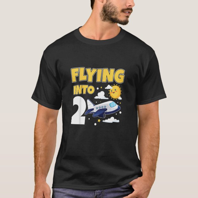 Camiseta Crianças Que Voam Para 2 Pilotos De Avião Com 2 An (Frente)