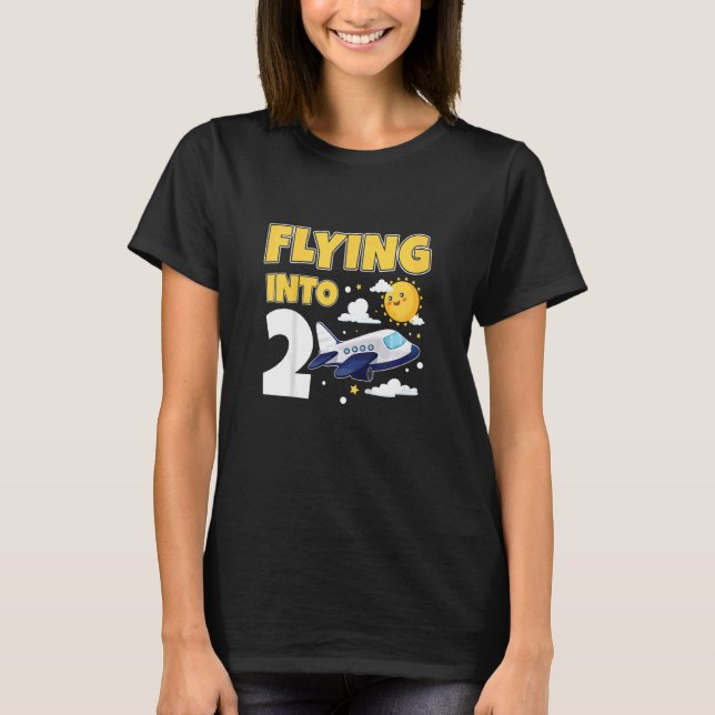 Camiseta Crianças Que Voam Para 2 Pilotos De Avião Com 2 An (Frente)