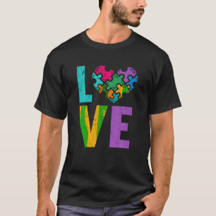 Camiseta Crianças Quebra-cabeça Autistas Peças Coração Auti