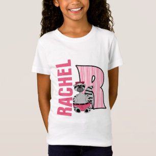 Camiseta Crianças "R" Monograma Raquinaria com risca rosa