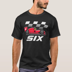 Camiseta Crianças Race Car 6 Aniversário Garoto De 6 Anos