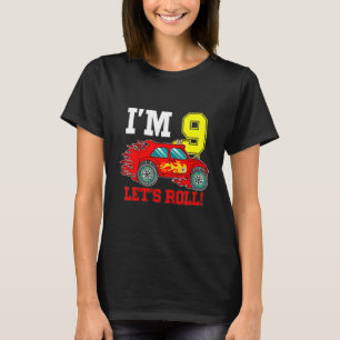 Camiseta Crianças Race Car 9º Aniversário Garoto 9 Motor
