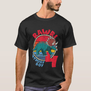 Camiseta Crianças Rapaz 4º Aniversário Eu Rawr! Família Tri