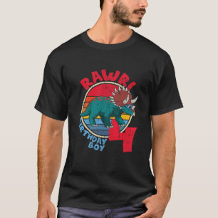 Camiseta Crianças Rapaz 4º Aniversário Eu Rawr! Família Tri