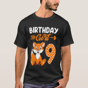 Camiseta Crianças Raposa Animal 9º Aniversário Rapariga Rap