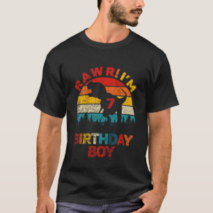 Camiseta Crianças Rawm Im 7 Dinossauro 7 Birthday Boy Seven