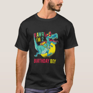 Camiseta Crianças Rawr Eu sou 2 Dinossaur Trex segundo aniv