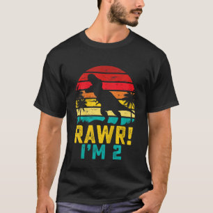 Camiseta Crianças Rawr Eu sou 2 Dinossauros Rex 2 anos segu