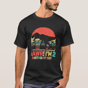 Camiseta Crianças Rawr Eu sou 2 Dinossauros Rex segundo ani