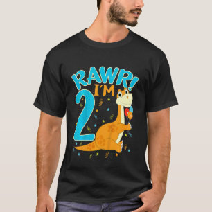 Camiseta Crianças Rawr Eu sou 2 segundo aniversário de Dino