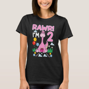 Camiseta Crianças Rawr Eu sou 2 segundo aniversário de Dino