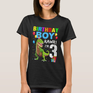 Camiseta Crianças Rawr Eu sou 3 aniversário de 3 anos Dinos