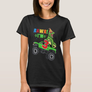 Camiseta Crianças Rawr Eu sou 3 Dinossauros T Rex Monster T