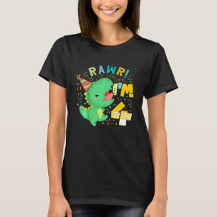 Camiseta Crianças Rawr Eu sou 4 Dinossauro B Festa do Dia D