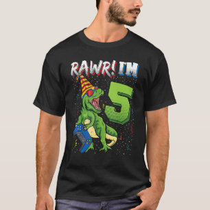 Camiseta Crianças Rawr Eu sou 5 5 de aniversário Dinossauro
