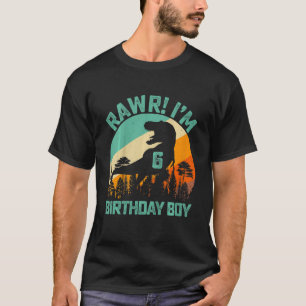 Camiseta Crianças Rawr Eu sou 6 6 Aniversários Dinossauro R