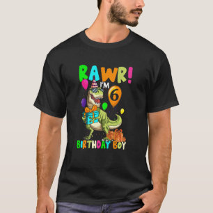 Camiseta Crianças Rawr Eu sou 6 6 Dinossauro Rex Dinossauro