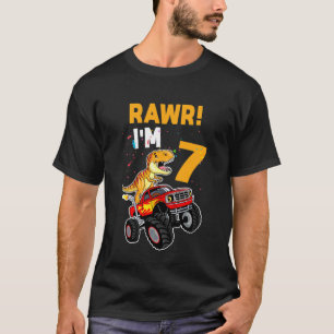 Camiseta Crianças Rawr Eu sou 7 Dinossauros T Rex Aniversár