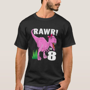 Camiseta Crianças Rawr Eu sou 8 Dinossauros T Rex 8º Aniver
