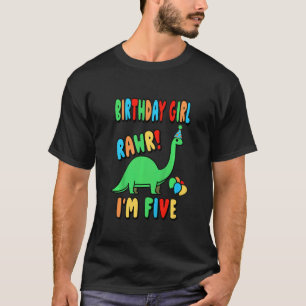 Camiseta Crianças Rawr Eu sou cinco dinossauros Dino 5º 5 B