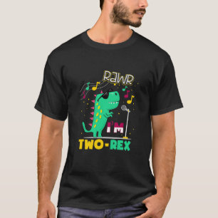 Camiseta Crianças Rawr Eu sou dois-rex 2º Aniversário do