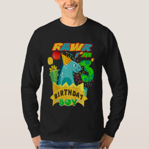 Camiseta Crianças Rawr Eu sou o 3º Aniversário Garoto Dino